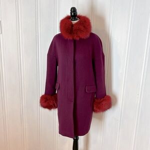 Stunning DKNY wool and fur coat